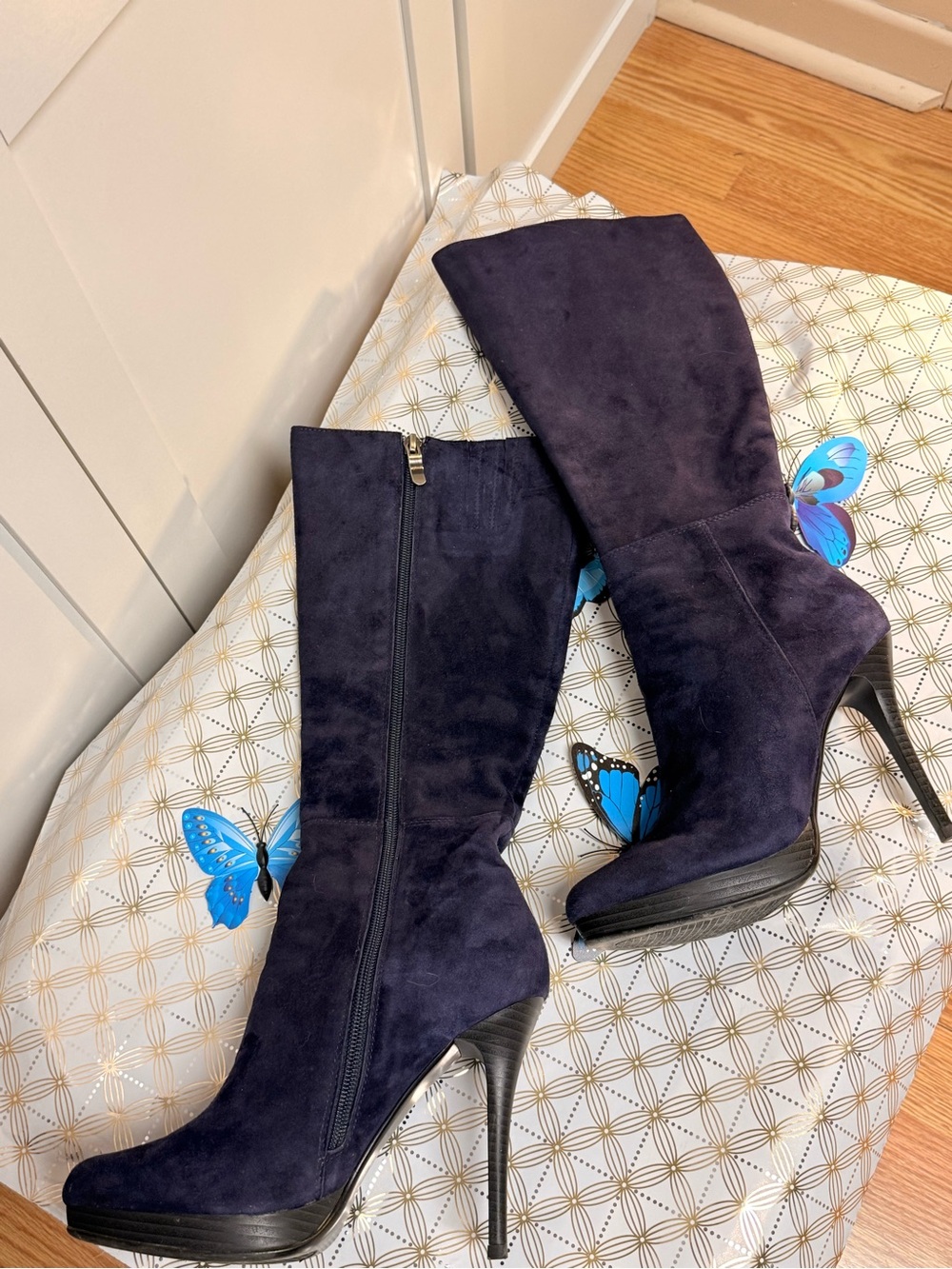 Velony Dark Purple Suede High Heel Boot